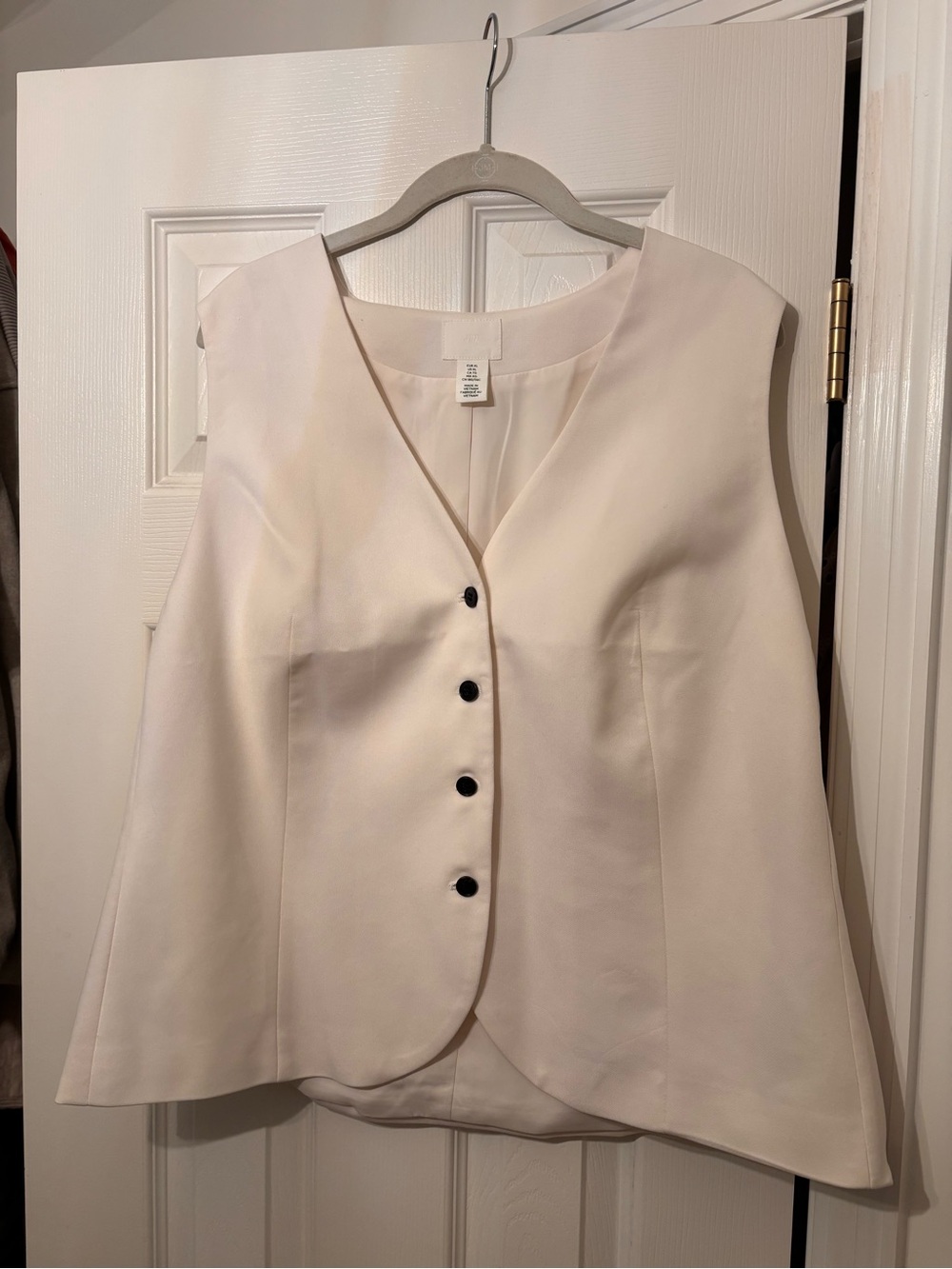H&M Ivory White Button Front Vest
